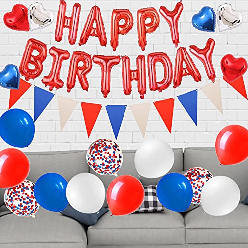 Amazon | Nat-Color 56th 赤と青の誕生日パーティーデコレーション